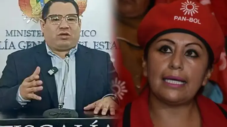 Ruth Nina (d) y el fiscal general del Estado, Roger Mariaca (i). COMPOSICI&Oacute;N OPINI&Oacute;N