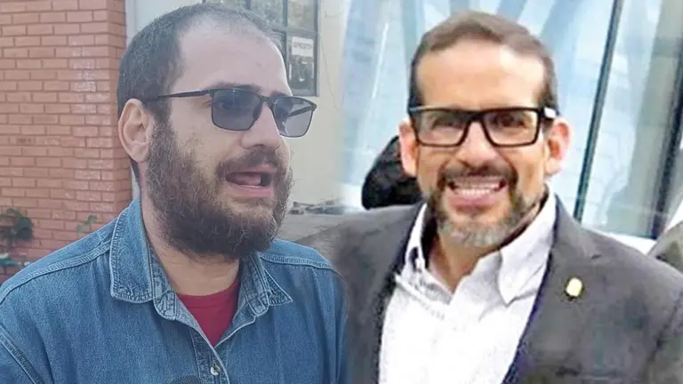 El activista Peter Beckhauser y el gobernador cruce&ntilde;o, Luis Fernando Camacho./ DTV / APG