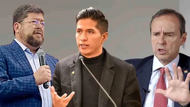 De derecha a izquierda: Jorge Tuto Quiroga, Andr&oacute;nico Rodr&iacute;guez y Samuel Doria Medina. COMPOSICI&Oacute;N OPINI&Oacute;N