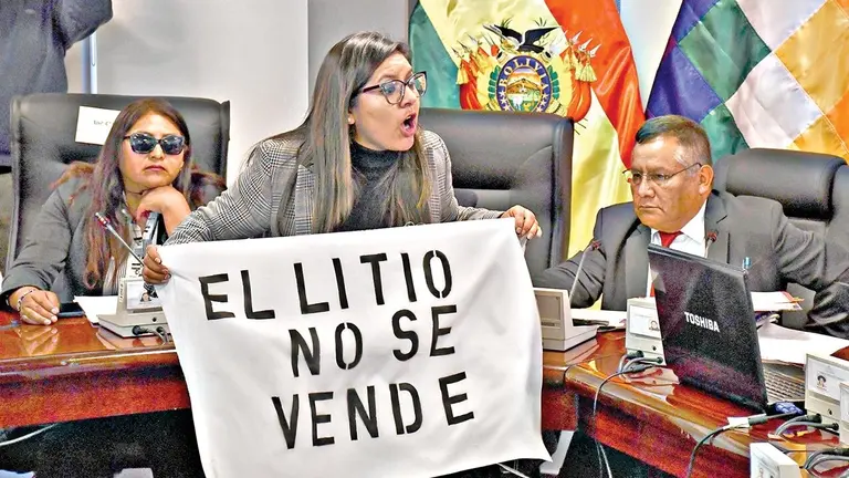 Una legisladora expresa su oposici&oacute;n a la aprobaci&oacute;n de los contratos de venta./ APG