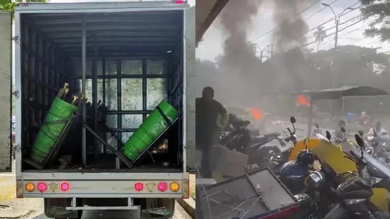 El atentado con explosivos en la Base Aérea Marco Fidel Suárez de Cali, Colombia./ INFOBAE