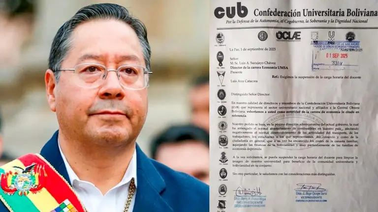 Dirigentes de la UMSA piden que Luis Arce no vuelva a dictar c&aacute;tedra./ ERBOL