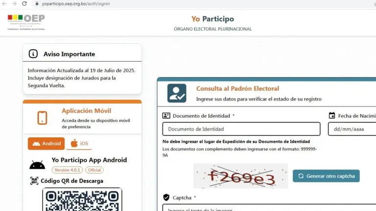 El portal Yo Participo.  CAPTURA DE PANTALLA