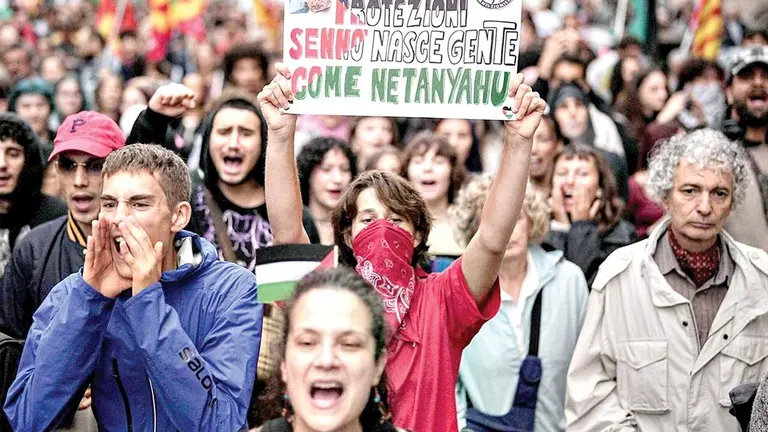 Italianos se movilizan en favor de los pobladores de la Franja de Gaza./ EL CONFIDENCIAL