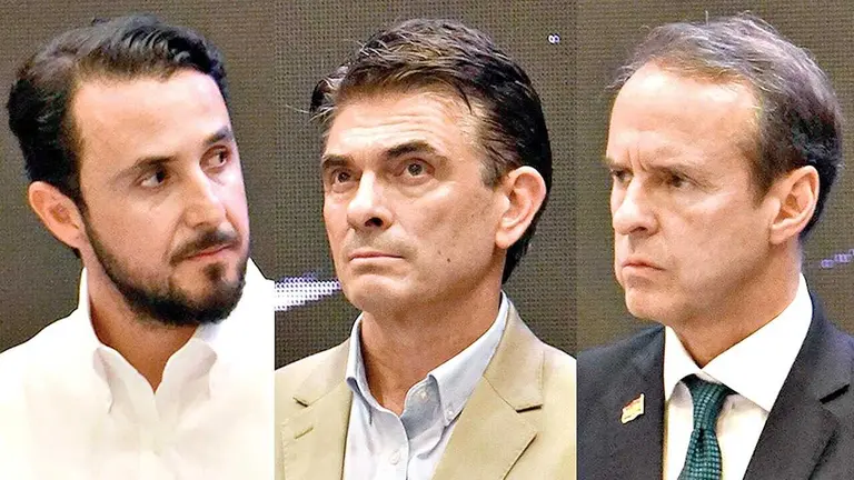 De izquierda a derecha, Juan Pablo Velasco, Rodrigo Paz y Jorge Tuto Quiroga. / APG