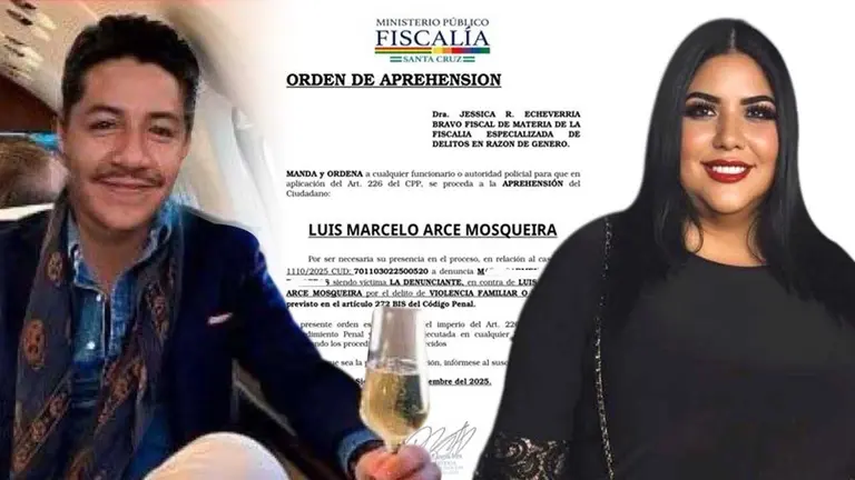 La fiscal J&eacute;ssica Echeverr&iacute;a (d), asegur&oacute; que la orden de aprehensi&oacute;n (c) contra Luis Marcelo Arce Mosqueira (d), el hijo mayor del Presidente, contin&uacute;a vigente./ COMPOSICI&Oacute;N OPINI&Oacute;N