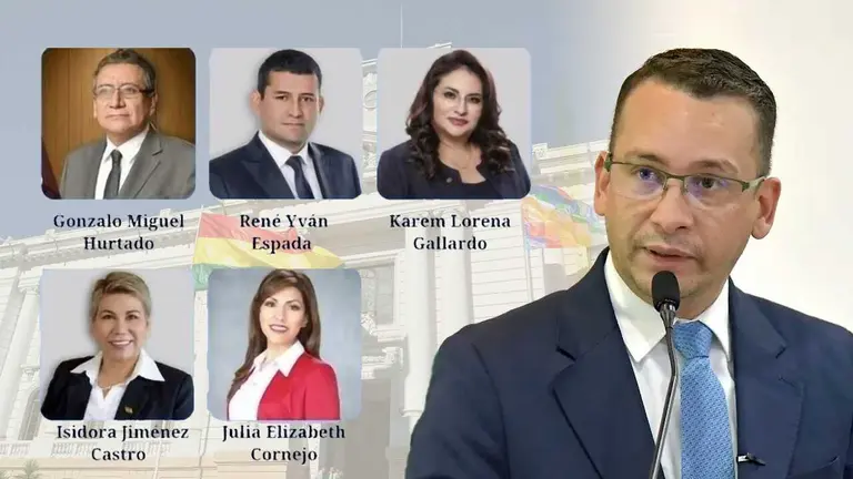 El presidente del TSJ, R&oacute;mer Saucedo, (d) y los magistrados &ldquo;autoprorrogados&rdquo; (i)./ COMPOSICI&Oacute;N OPINI&Oacute;N
