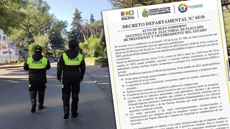 La Gobernaci&oacute;n de Cochabamba emiti&oacute; el Auto de Buen Gobierno (d) rumbo al balotaje del 19 de octubre. COMPOSICI&Oacute;N OPINI&Oacute;N