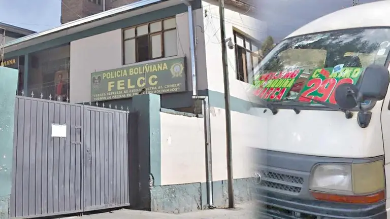 Frontis de la FELCC de Quillacollo, donde permanecen detenidos los esposos implicados en el crimen y el veh&iacute;culo que fue robado a la v&iacute;ctima. / DICO SOL&Iacute;S/ CORTES&Iacute;A