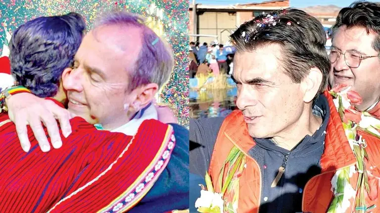 Del lado izquierdo, Jorge Tuto Quiroga (Libre); del otro, Rodrigo Paz (PDC). /  RRSS