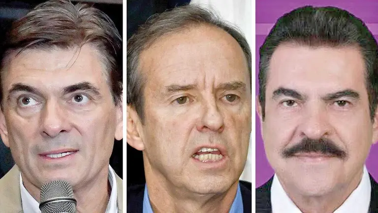 De izquierda a derecha, Rodrigo Paz, Jorge Tuto Quiroga y Manfred Reyes Villa./ APG