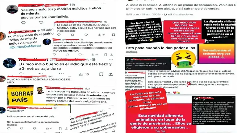 Algunos de los mensajes con contenido discriminatorio en redes sociales./RRSS Y REVUELTA MALCRIADA