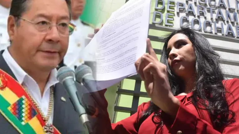 Brenda L. (d) y el presidente Luis Arce (i). COMPOSICI&Oacute;N OPINI&Oacute;N