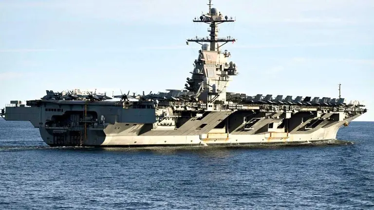 Una foto de archivo del buque de guerra m&aacute;s grande del mundo, el USS Gerald R. Ford./ FRANCE 24