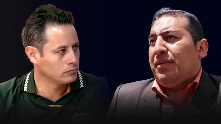 El viceministro de Coordinaci&oacute;n Legislativa, Wilson Santamaria, (i) y el vicepresidente, Edmand Lara (d). COMPOSICI&Oacute;N OPINI&Oacute;N