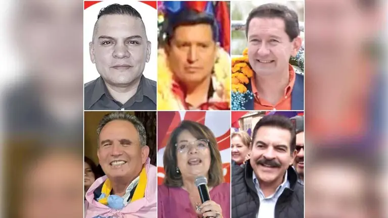 Los candidatos a la Alcaldía Anaya (LIBRE), Mendoza (FRI), Sánchez (NGP), Bellott (Soluciones con Todos), Molina (Unidos) y Reyes Villa (APB Súmate). /  COMPOSICIÓN OPINIÓN