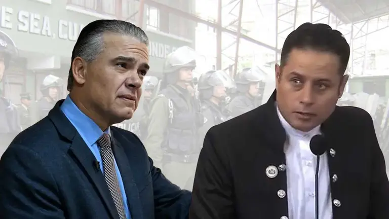 El viceministro de Sustancias Controladas, Ernesto Justiniano (i), y el vicepresidente, Edmand Lara (d). COMPOSICI&Oacute;N OPINI&Oacute;N