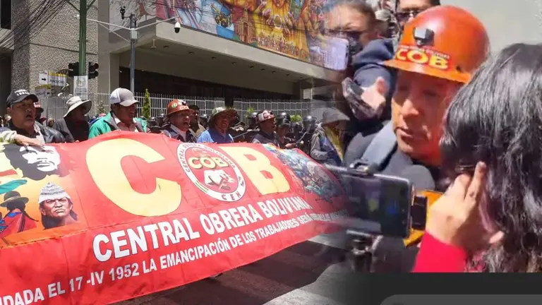 Movilizaciones de la COB en La Paz contin&uacute;an, mientras Mario Argollo, su m&aacute;ximo dirigente, ingresa a Casa Grande del Pueblo. COMPOSICI&Oacute;N OPINI&Oacute;N