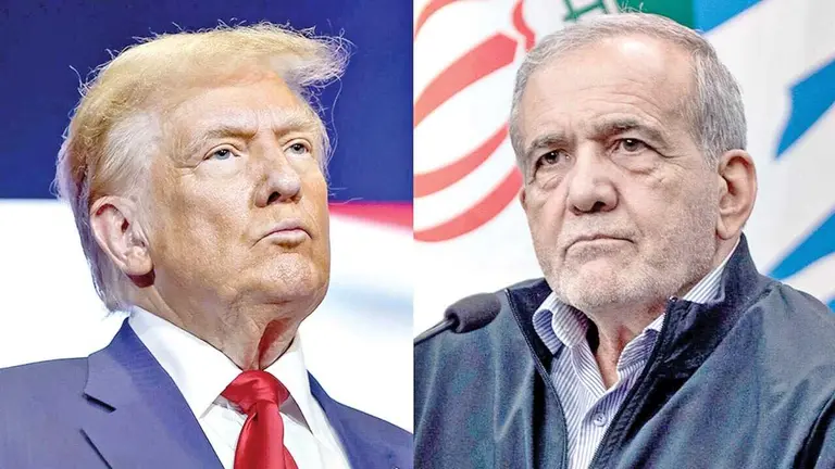 El presidente de Estados Unidos, Donald Trump, y su hom&oacute;logo de Ir&aacute;n, Masud Pezeshkian./RRSS