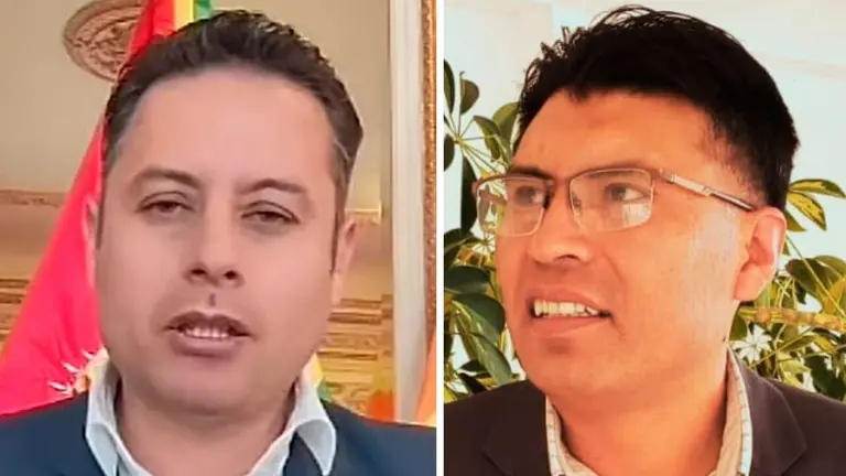 El vicepresidente Edmand Lara y el senador Nilton Condori. ERBOL