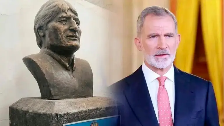El busto de Evo Morales (d)  y el Rey de Espa&ntilde;a (i). COMPOSICI&Oacute;N OPINI&Oacute;N