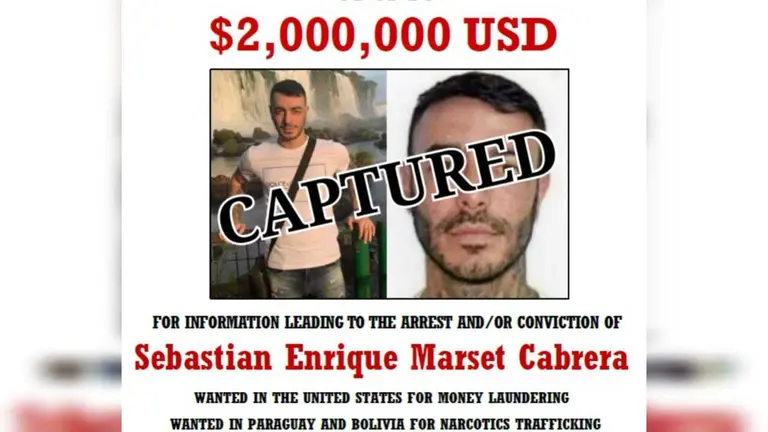 Afiche de la captura del narco Sebasti&aacute;n Marset. CAPTURA DE PANTALLA