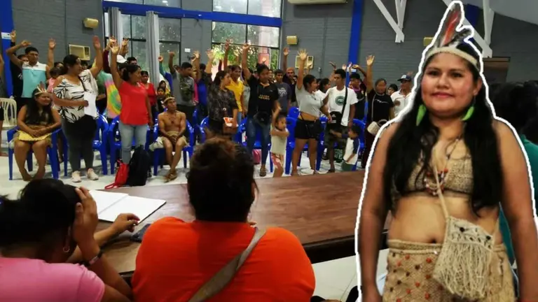 Irma Guasu Guaguasu, la asamble&iacute;sta electa ene l pueblo Yuqui, y de fondo la asamblea votando por ella, el 18 de marzo. MARIELA COSS&Iacute;O