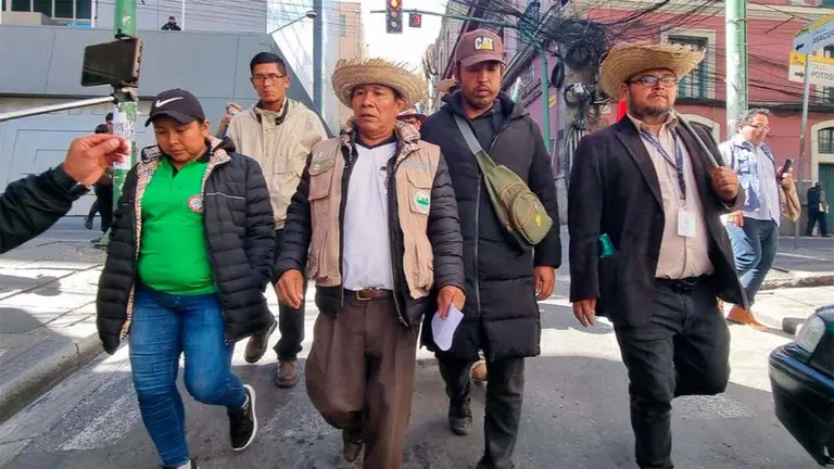 Dirigentes de la marcha campesina-ind&iacute;gena. ERBOL