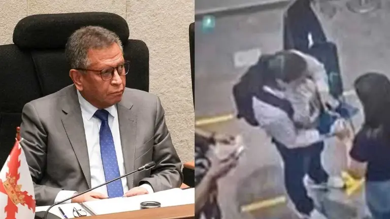 El ministro Marco Oviedo y una imagen referencial del caso maletas. URGENTE.BO
