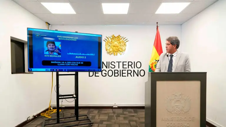 Gobierno presenta audios y acusa a Evo Morales de coordinar las movilizaciones./ RRSS