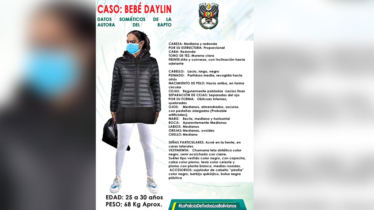 Datos somáticos de la raptora de la bebé Daylin.