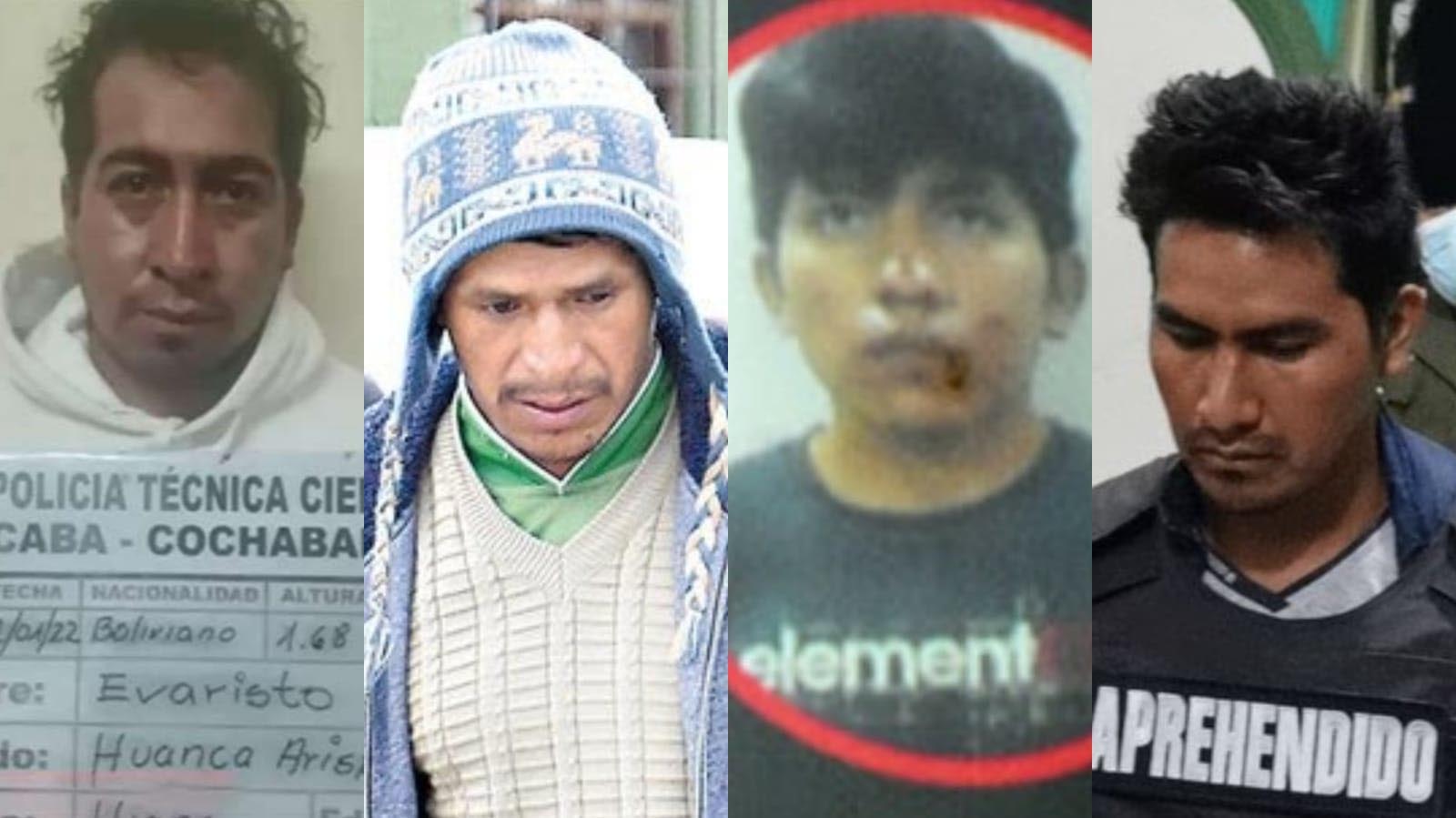 Evaristo Huanca, Pedro Muñoz, Roberto Fernández y Ángel Beltrán (de izquierda a derecha), feminicidas sentenciados. OPINIÓN 