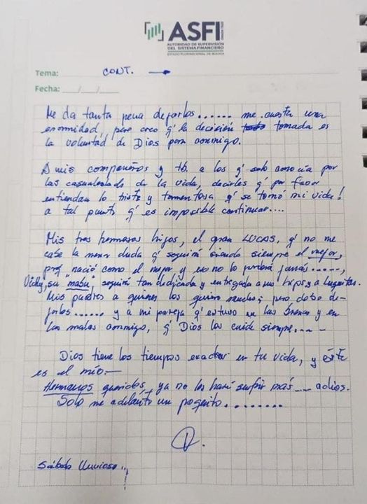 Segunda plana de la supuesta carta de Colodro./ TOMADA DE URGENTE.BO