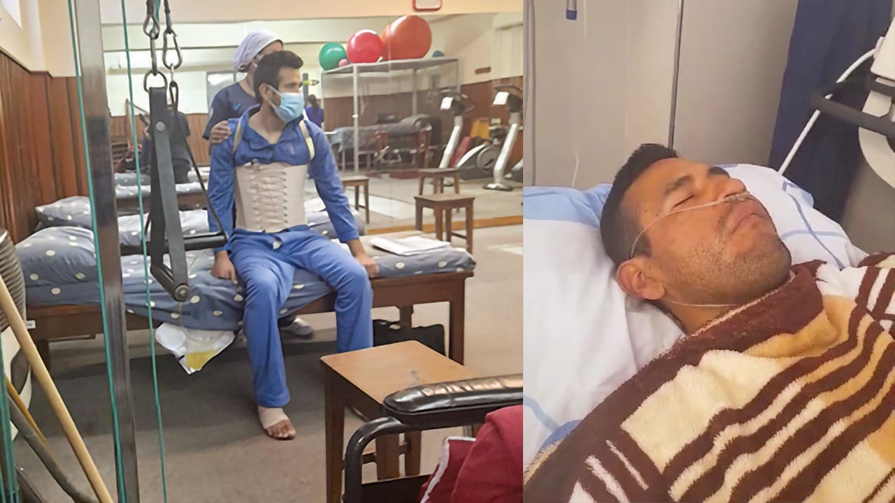 El uniformado Herlan Medrano en proceso de recuperación en Un establecimiento de salud./  GERMÁN MEDRANO