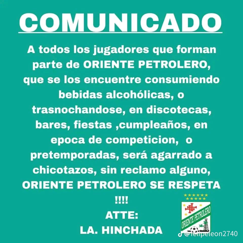 Comunicada de la hinchada orientista. Jaime Herrera.