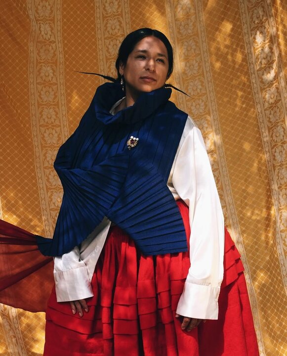 Juliette Robles vestida con el traje de chola peruana. FOTO ALEJANDRA ROCABADO