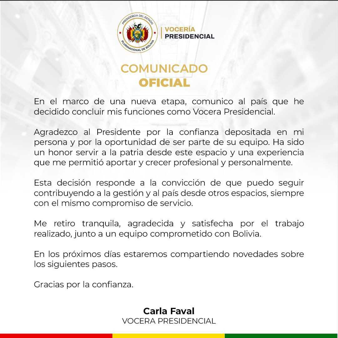 Comunicado de la Vocería Presidencial. RRSS